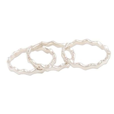 Alternate image for Hand Crafted Sterling Silver Stacking Rings Set of 3 Third Wave