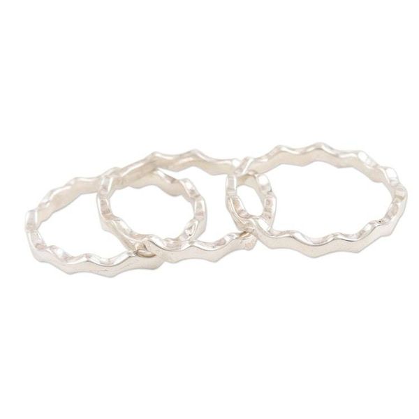 Alternate image for Hand Crafted Sterling Silver Stacking Rings Set of 3 Third Wave