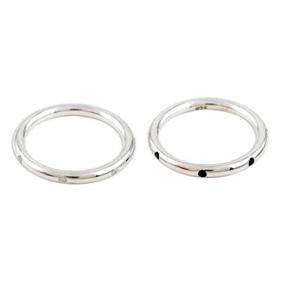 Alternate image for Cubic Zirconia and Sterling Silver Band Rings Pair Flipped