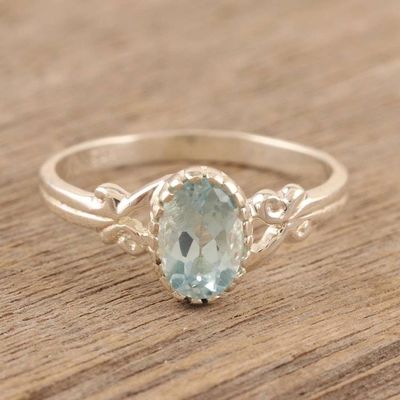 Alternate image for Handmade Blue Topaz and Sterling Silver Cocktail Ring Pacific Tides