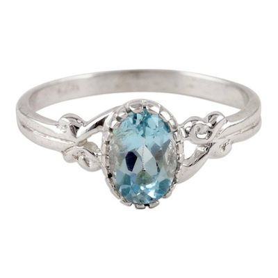 Alternate image for Handmade Blue Topaz and Sterling Silver Cocktail Ring Pacific Tides