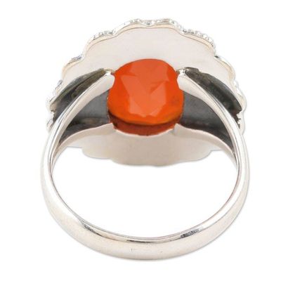 Alternate image for Sterling Silver and Faceted Carnelian Single Stone Ring Fiery Dazzle