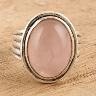 Alternate image for Sterling Silver and Rose Quartz Cocktail Ring Glowing Passion