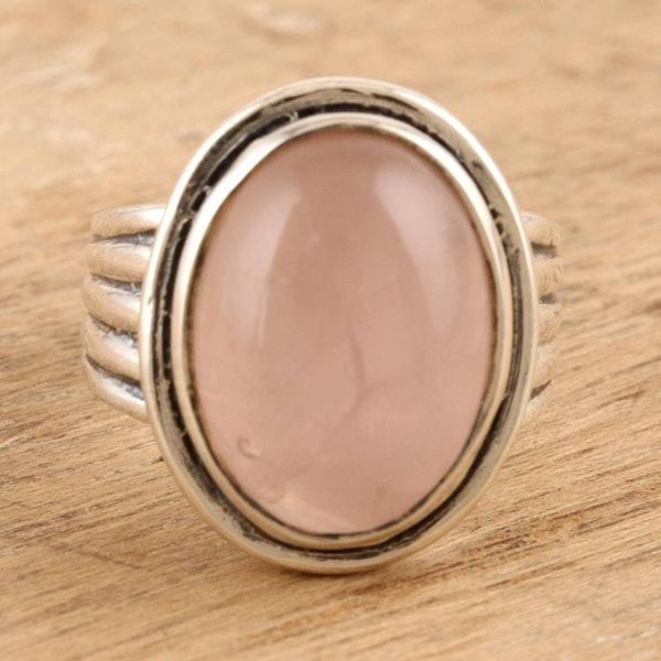 Alternate image for Sterling Silver and Rose Quartz Cocktail Ring Glowing Passion