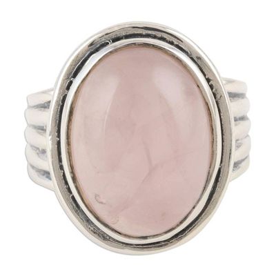 Alternate image for Sterling Silver and Rose Quartz Cocktail Ring Glowing Passion
