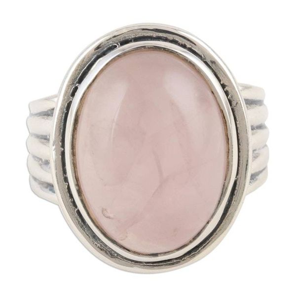 Alternate image for Sterling Silver and Rose Quartz Cocktail Ring Glowing Passion