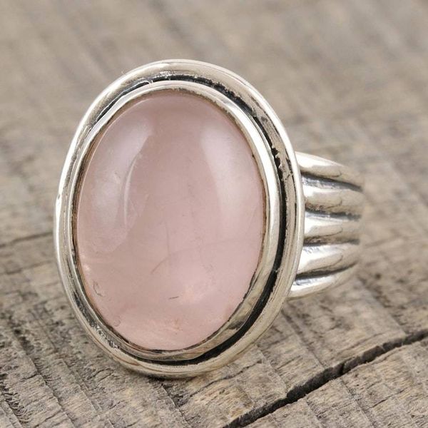 Alternate image for Sterling Silver and Rose Quartz Cocktail Ring Glowing Passion