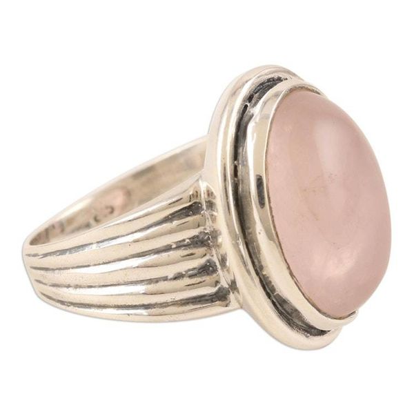 Alternate image for Sterling Silver and Rose Quartz Cocktail Ring Glowing Passion