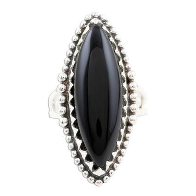 Alternate image for Marquise Bezel Set Black Onyx Cabochon Cocktail Ring Regal Royal