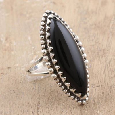 Alternate image for Marquise Bezel Set Black Onyx Cabochon Cocktail Ring Regal Royal
