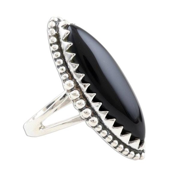 Alternate image for Marquise Bezel Set Black Onyx Cabochon Cocktail Ring Regal Royal