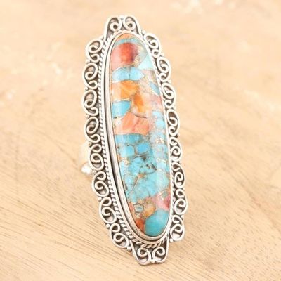 Alternate image for Handmade Sterling Silver Cocktail Ring from India With Grace