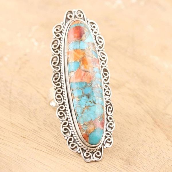 Alternate image for Handmade Sterling Silver Cocktail Ring from India With Grace