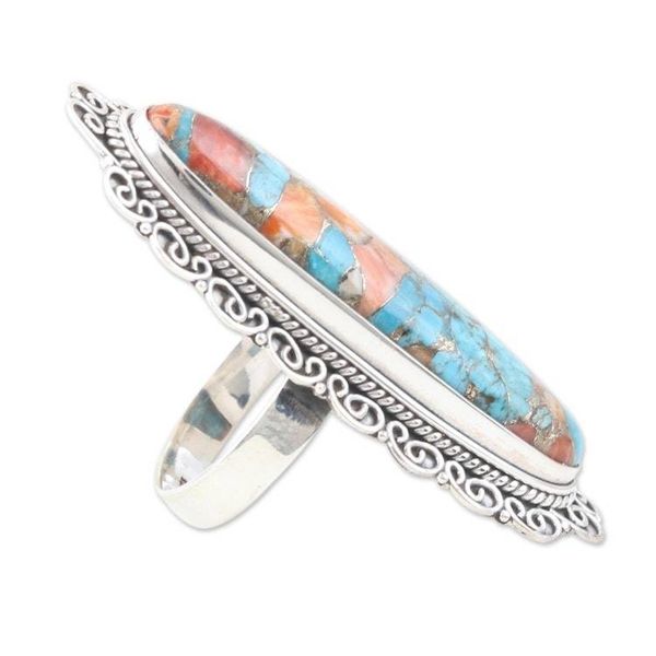 Alternate image for Handmade Sterling Silver Cocktail Ring from India With Grace
