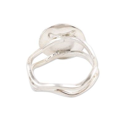 Alternate image for Floral Sterling Silver and Brass Cocktail Ring with Garnet Perseverant Spring