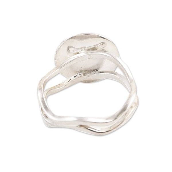 Alternate image for Floral Sterling Silver and Brass Cocktail Ring with Garnet Perseverant Spring