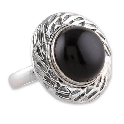 Alternate image for Polished Modern Onyx Cabochon Cocktail Ring from India Enigmatic Lady