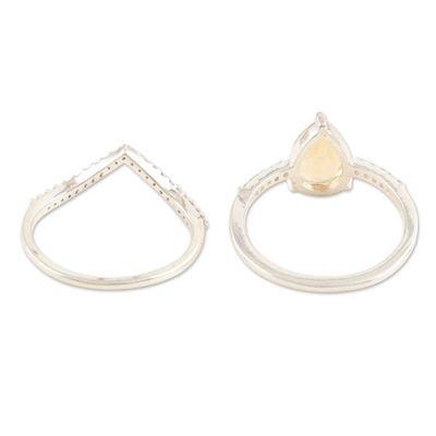 Alternate image for One-Carat Faceted Citrine Stacking Rings Set of 2 Success Diadem