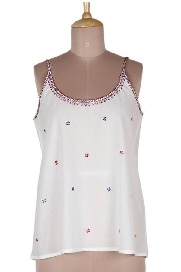 Alternate image for Embroidered Camisole-Style Tank Top Summer Blooms