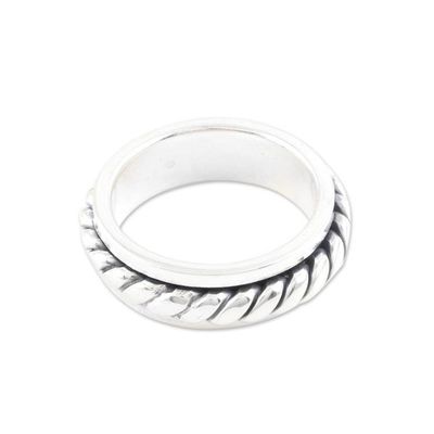 Alternate image for Sterling Silver Band Ring with Braided Design Braided Modernity