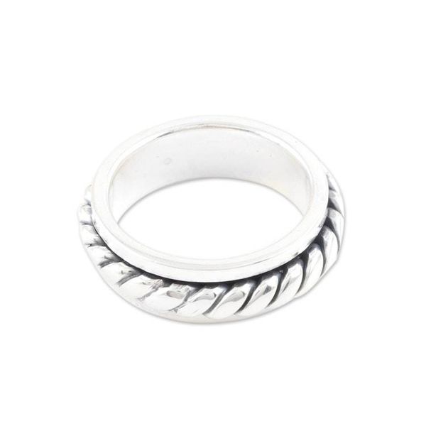 Alternate image for Sterling Silver Band Ring with Braided Design Braided Modernity