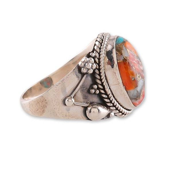 Alternate image for Classic Polished Reconstituted Turquoise Cocktail Ring Serene Splendor