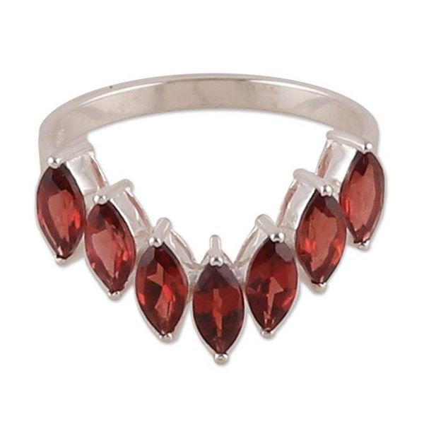 Alternate image for High-Polished Faceted Two-Carat Garnet Band Ring Scarlet Array