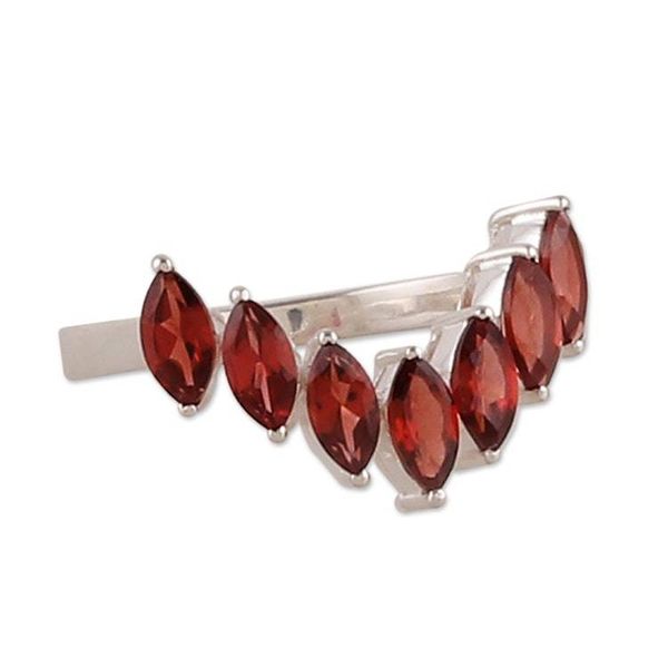 Alternate image for High-Polished Faceted Two-Carat Garnet Band Ring Scarlet Array