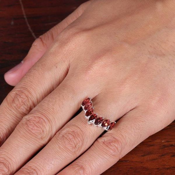 Alternate image for High-Polished Faceted Two-Carat Garnet Band Ring Scarlet Array