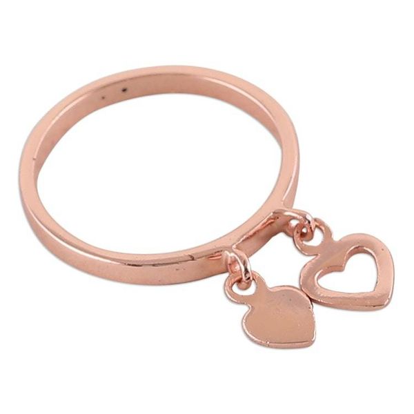 Alternate image for Romantic Heart-Themed 18k Rose Gold-Plated Charm Ring Dancing Romance