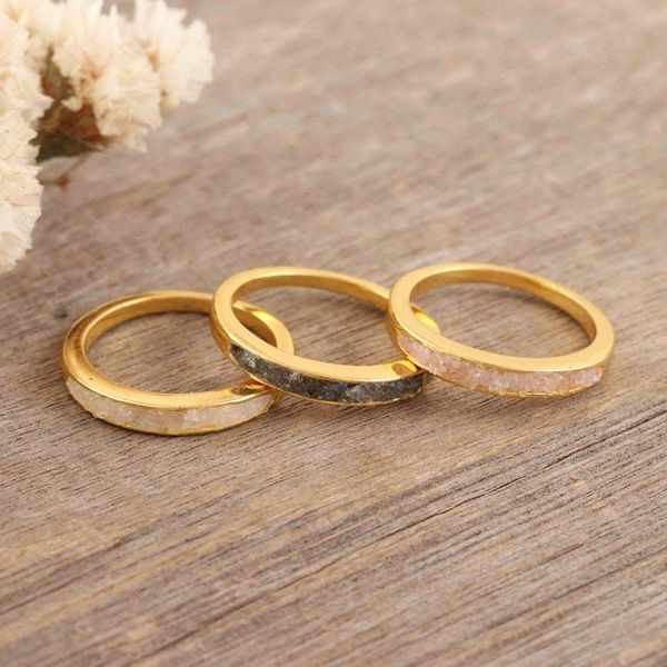Alternate image for Set of 3 18k Gold-Plated Gemstone Stacking Rings from India Alluring Trio