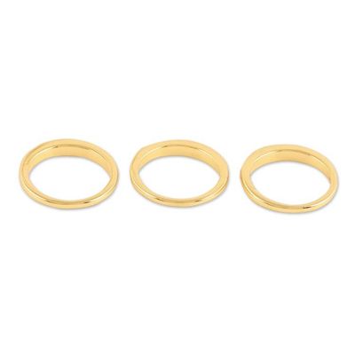 Alternate image for Set of 3 18k Gold-Plated Gemstone Stacking Rings from India Alluring Trio