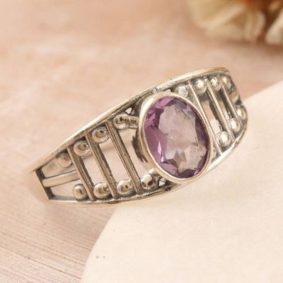 Alternate image for Sterling Silver Single Stone Ring with 1-Carat Amethyst Gem Wise Dazzle