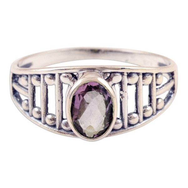Alternate image for Sterling Silver Single Stone Ring with 1-Carat Amethyst Gem Wise Dazzle