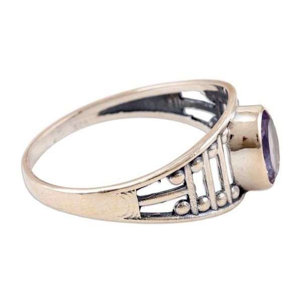 Alternate image for Sterling Silver Single Stone Ring with 1-Carat Amethyst Gem Wise Dazzle