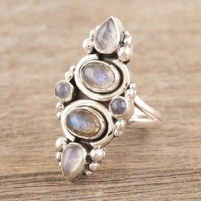 Alternate image for Rainbow Moonstone and Labradorite Cocktail Ring Meet Cute