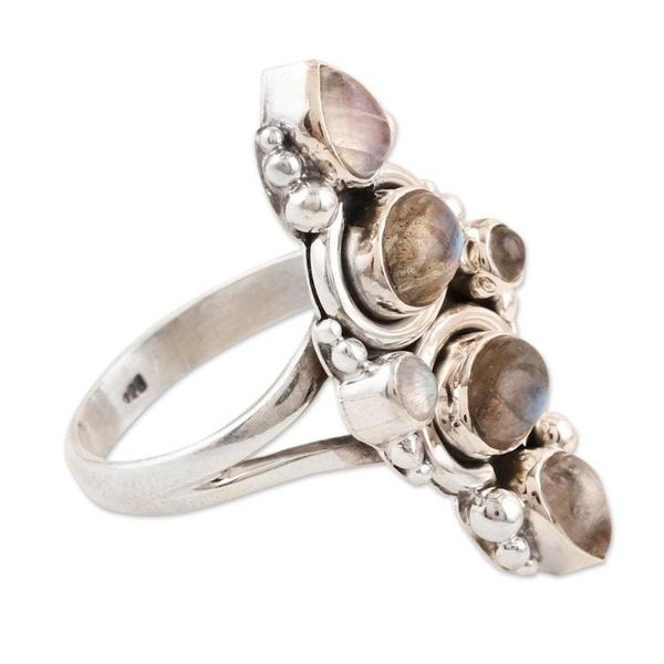 Alternate image for Rainbow Moonstone and Labradorite Cocktail Ring Meet Cute