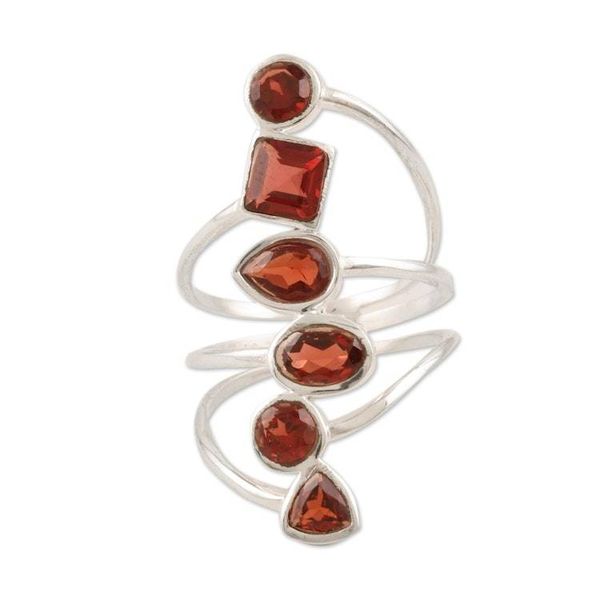 Alternate image for Sterling Silver and Garnet Cocktail Ring Math Class