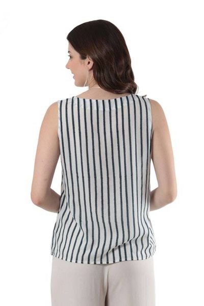 Alternate image for Hand Crafted Striped Viscose Sleeveless Blouse Striped and Saucy