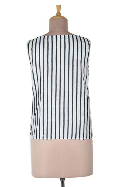 Alternate image for Hand Crafted Striped Viscose Sleeveless Blouse Striped and Saucy