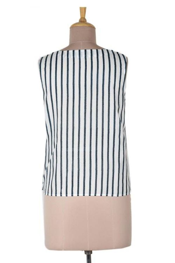 Alternate image for Hand Crafted Striped Viscose Sleeveless Blouse Striped and Saucy
