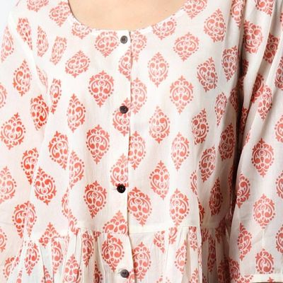 Alternate image for Printed Cotton Blouse in Salmon from India Sweet Honeysuckle