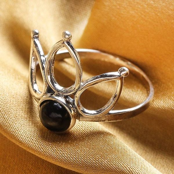 Alternate image for Leafy-Inspired Sterling Silver and Onyx Cocktail Ring Shadow Crown