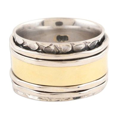 Alternate image for Sterling Silver and Brass Meditation Spinner Ring from India Spinning Allure