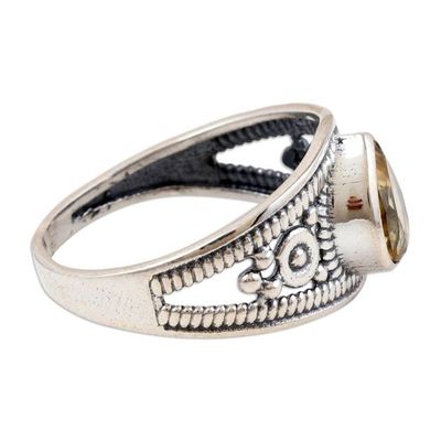 Alternate image for Polished Sterling Silver Cocktail Ring with a Citrine Gem Success Drop