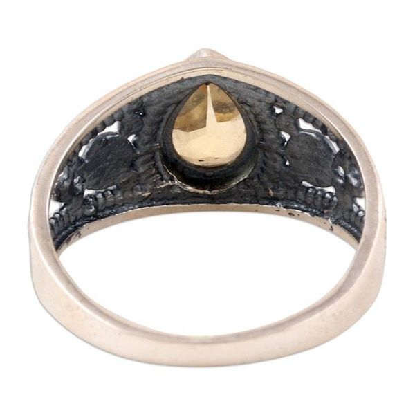 Alternate image for Polished Sterling Silver Cocktail Ring with a Citrine Gem Success Drop