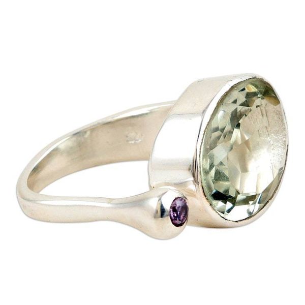Alternate image for Prasiolite Amethyst and Sterling Silver Wrap Cocktail Ring Glistering Fusion