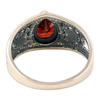 Alternate image for Polished Sterling Silver Cocktail Ring with Natural Garnet Passion Drop