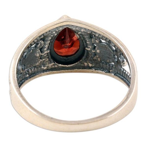 Alternate image for Polished Sterling Silver Cocktail Ring with Natural Garnet Passion Drop