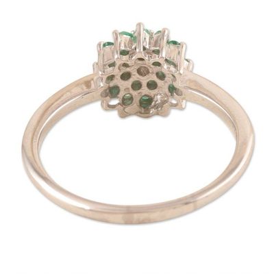 Alternate image for Handcrafted Rhodium-Plated Emerald Cocktail Ring Petal Soft in Green